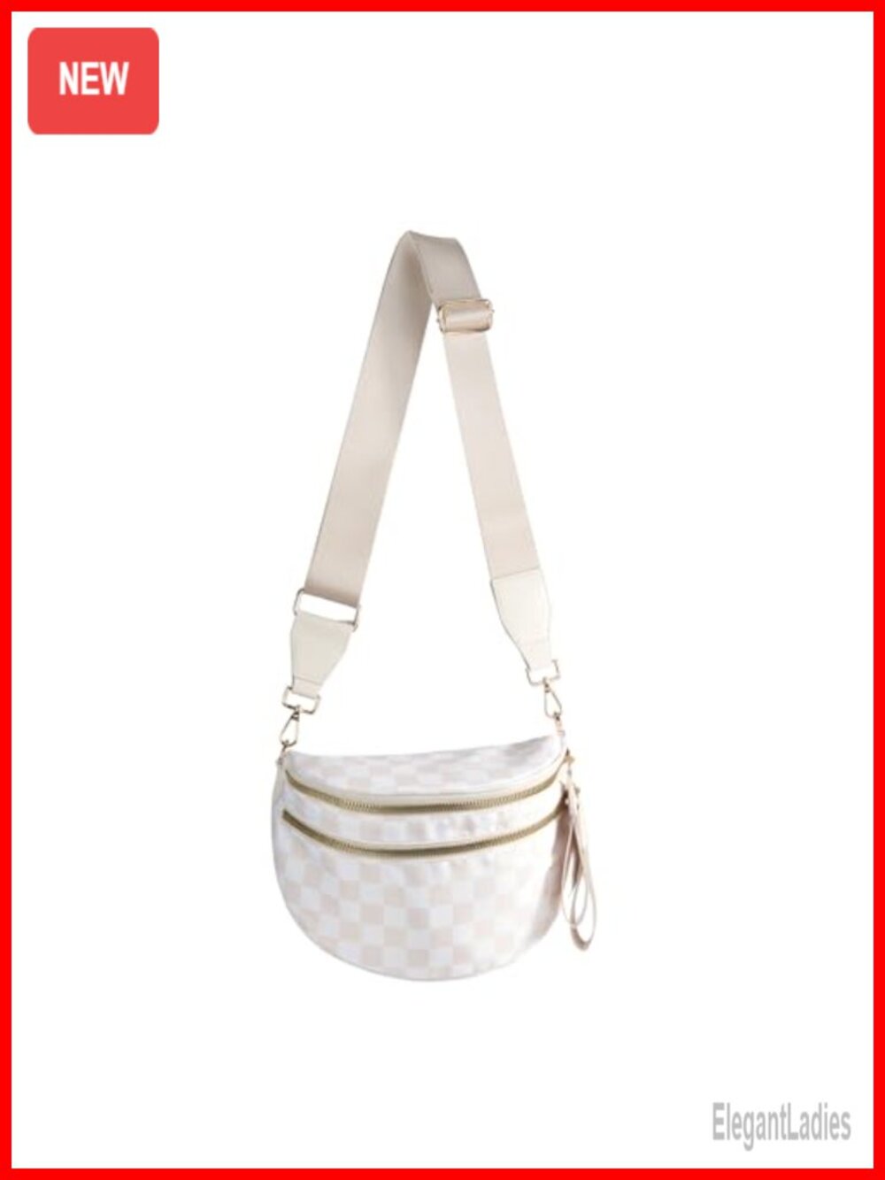 FEIBOON Checkered Nylon Crossbody Bag Bum Bag Handbags for Women